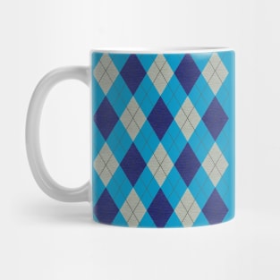 Gray and Blue Argyle Mug